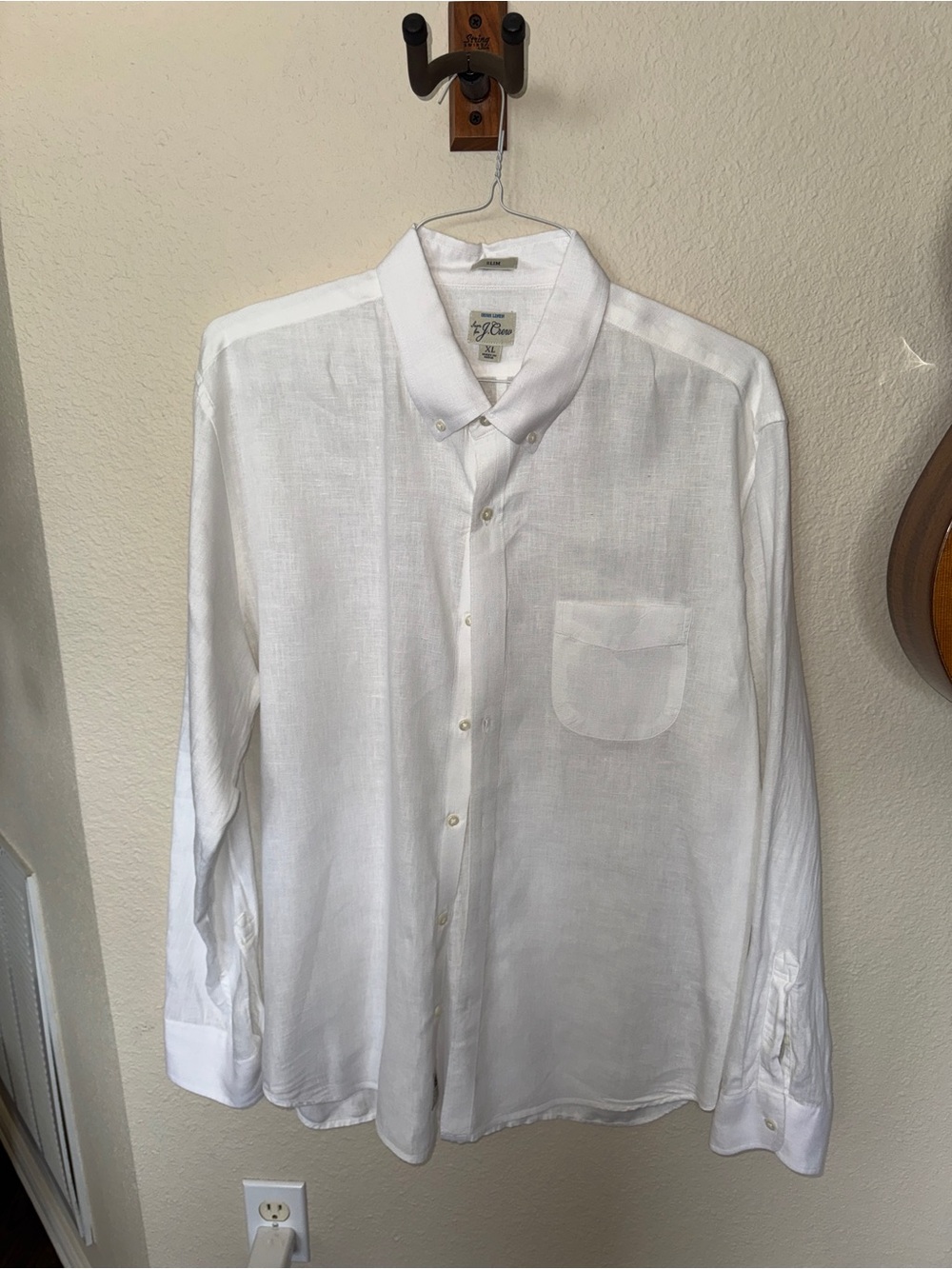 White Linen Casual Button-Down Shirt